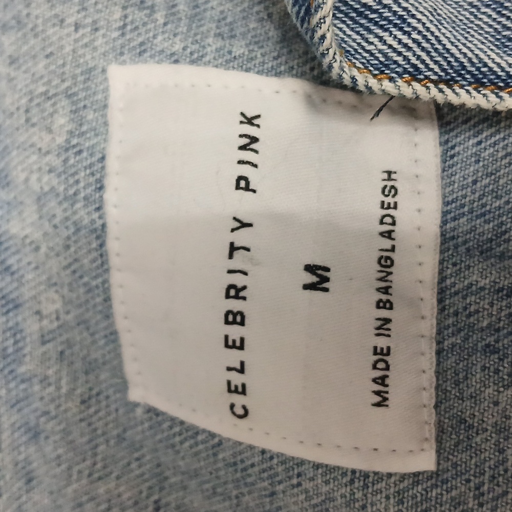 Celebrity Pink Distressed Jean Jacket With Patches Size Medium - Picture 7 of 8